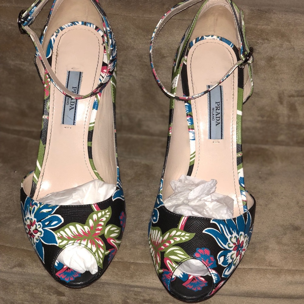 Prada Strappy Peep Toe Sandals - Heels - Shoes